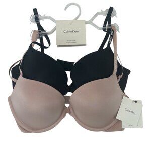 Calvin Klein Push-up Plunge Bra Size 36B Set of 2 Nude Black MSRP $76